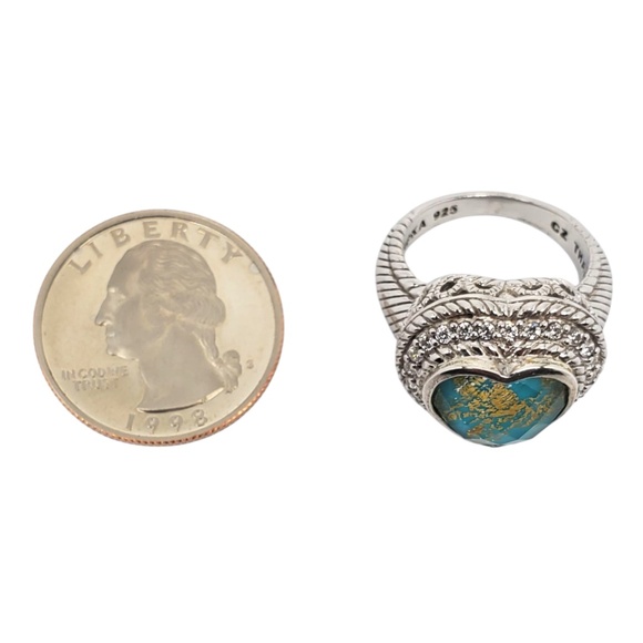 Judith Ripka Sterling Silver Heart Shaped Turquoise Doublet Ring Size 7 #21158 - Picture 7 of 9